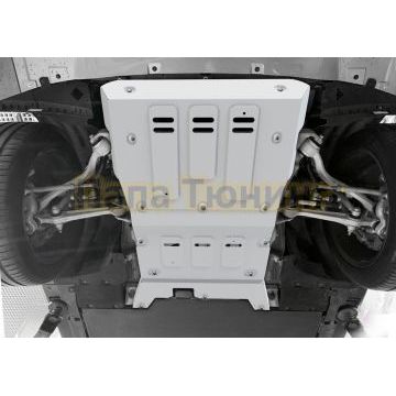 Защита переднего электродвигателя + комплект крепежа Rival Алюминий 3мм для Hongqi E-HS 9 (2022-) electro полный.