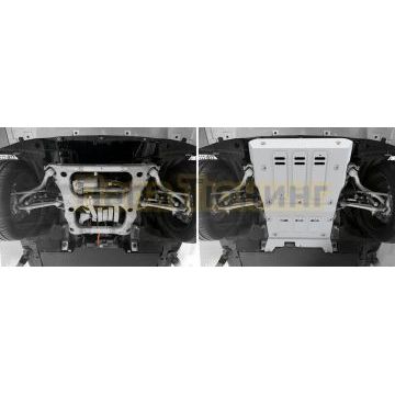 Защита переднего электродвигателя + комплект крепежа Rival Алюминий 3мм для Hongqi E-HS 9 (2022-) electro полный.