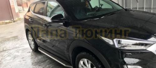 Пороги алюминиевые Rival Premium для Hyundai Tucson