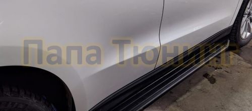 Пороги алюминиевые Rival Black для Geely Atlas 2018-2019