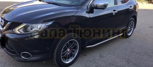 Пороги алюминиевые Rival Premium для Nissan Qashqai