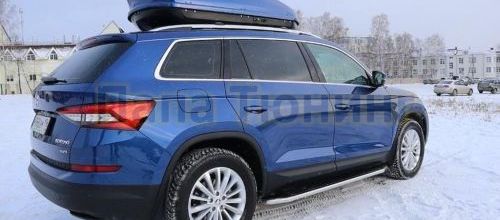 Пороги алюминиевые Rival Premium для Skoda Kodiaq 2017-2019