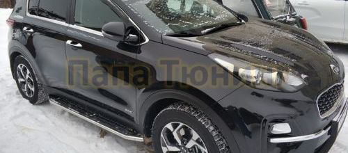 Пороги алюминиевые Rival Premium для Kia Sportage 