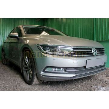Защита радиатора Volkswagen Passat B8 1.8 / 2.0 2014- (3 части) с фронтальной камерой black