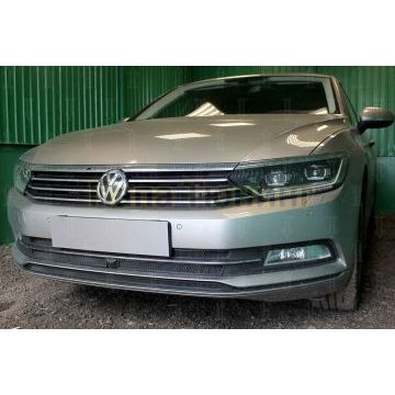 Защита радиатора Volkswagen Passat B8 1.8 / 2.0 2014- (3 части) с фронтальной камерой black