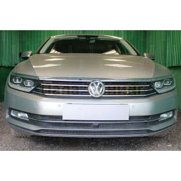Защита радиатора Volkswagen Passat B8 1.8 / 2.0 2014- (3 части) с фронтальной камерой black