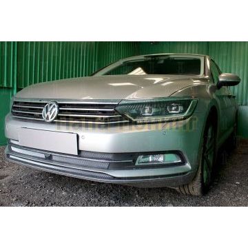 Защита радиатора Volkswagen Passat B8 1.8 / 2.0 2014- (3 части) с фронтальной камерой chrome