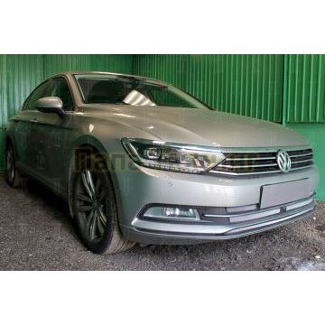 Защита радиатора Volkswagen Passat B8 1.8 / 2.0 2014- (3 части) с фронтальной камерой chrome