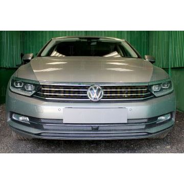 Защита радиатора Volkswagen Passat B8 1.8 / 2.0 2014- (3 части) с фронтальной камерой chrome