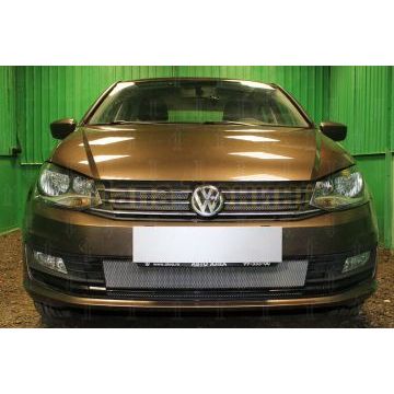 Защита радиатора Volkswagen Polo седан 2015- (4 части) chrome верх