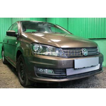 Защита радиатора Volkswagen Polo седан 2015- (4 части) chrome верх