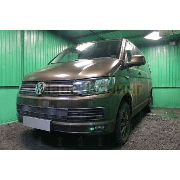 Защита радиатора Volkswagen T6 (Multivan,Caravelle) 2015- (2 части) black низ