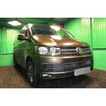 Защита радиатора Volkswagen T6 (Multivan,Caravelle) 2015- (2 части) black низ