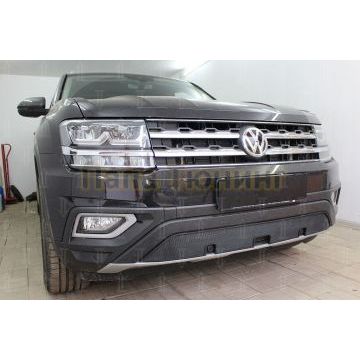 Защита радиатора Volkswagen Teramont 2017- black низ с парктроником
