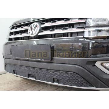 Защита радиатора Volkswagen Teramont 2017- black низ с парктроником