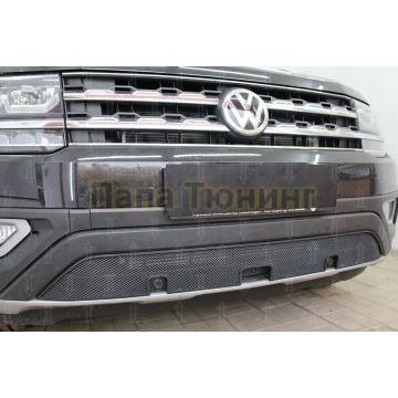 Защита радиатора Volkswagen Teramont 2017- black низ с парктроником