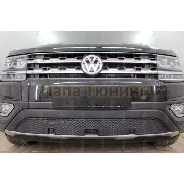 Защита радиатора Volkswagen Teramont 2017- black низ с парктроником