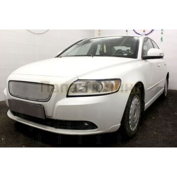 Защита радиатора Volvo S40 II (рестайлинг) 2007-2012 3D chrome верх (устанавливается вместо штатной)