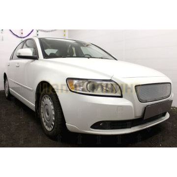 Защита радиатора Volvo S40 II (рестайлинг) 2007-2012 3D chrome верх (устанавливается вместо штатной)