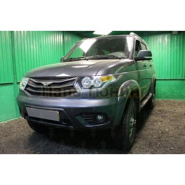 Защита радиатора УАЗ Патриот (рестайлинг 2) 2014-2016 (5 частей) black