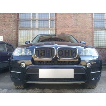 Защита радиатора BMW X5 E70 2006-2013 / BMW X6 2008-2014- (3D) black PREMIUM