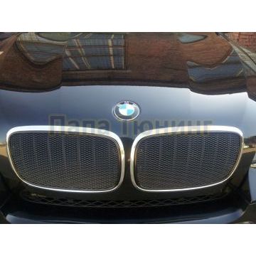 Защита радиатора BMW X5 E70 2006-2013 / BMW X6 2008-2014- (3D) black PREMIUM