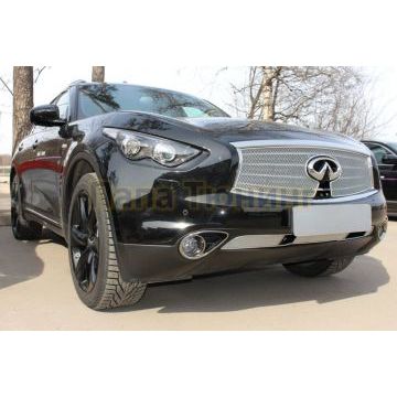 Защита радиатора Infiniti FX37 II 2012-2013/QX70 2013- chrome верх с вырезом под камеру PREMIUM