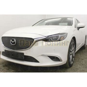 Защита радиатора Mazda 6 2015-2018 (Supreme, Supreme Plus, Executive) black верх PREMIUM
