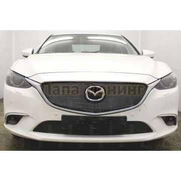 Защита радиатора Mazda 6 2015-2018 (Supreme, Supreme Plus, Executive) black верх PREMIUM