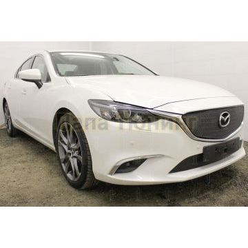 Защита радиатора Mazda 6 2015-2018 (Supreme, Supreme Plus, Executive) black верх PREMIUM