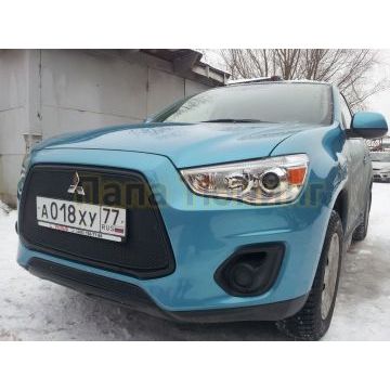 Защита радиатора Mitsubishi ASX 2013-2017 black верх PREMIUM