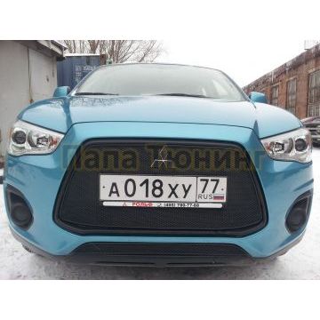 Защита радиатора Mitsubishi ASX 2013-2017 black верх PREMIUM