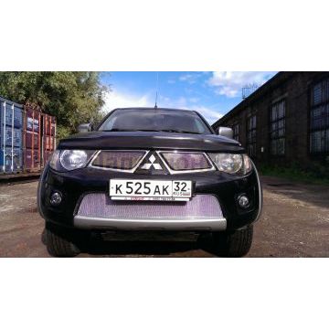 Защита радиатора Mitsubishi L200 2010-2013/Mitsubishi Pajero Sport 2008-2013 chrome низ PREMIUM