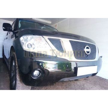 Защита радиатора Nissan Patrol 2010-2013 black низ с FCW PREMIUM