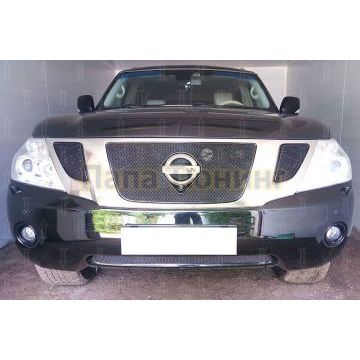 Защита радиатора Nissan Patrol 2010-2013 black низ с FCW PREMIUM