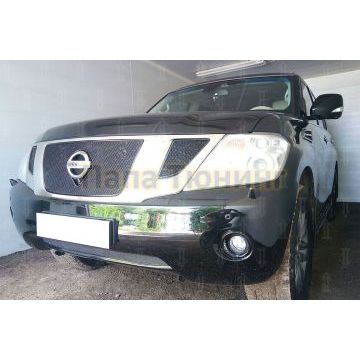 Защита радиатора Nissan Patrol 2010-2013 black низ с FCW PREMIUM