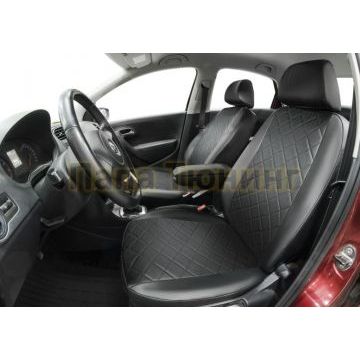 Чехол Экокожа Rival задняя спинка 40/60, рисунок Ромб для Volkswagen Polo V Sd 2009-2015 2015-