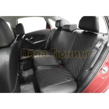 Чехол Экокожа Rival задняя спинка 40/60, рисунок Ромб для Volkswagen Polo V Sd 2009-2015 2015-