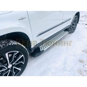 Пороги алюминиевые Rival BMW Style V2 для SsangYong Rexton 2/3 2007-2015