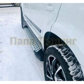 Пороги алюминиевые Rival BMW Style V2 для SsangYong Rexton 2/3 2007-2015