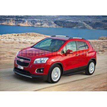 Пороги алюминиевые Rival Black-Premium для Opel Mokka/Chevrolet Tracker 2012-2021