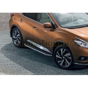 Пороги алюминиевые Rival Premium для Nissan Murano 2016-