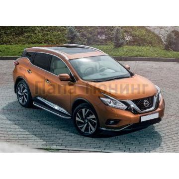 Пороги алюминиевые Rival Premium для Nissan Murano 2016-