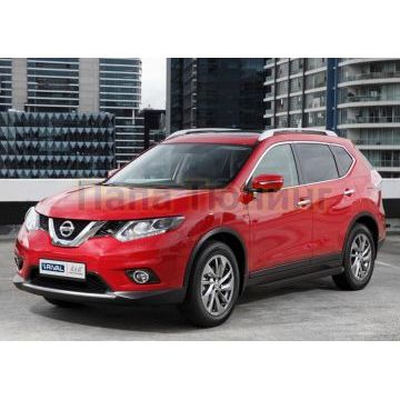 Пороги алюминиевые Rival Black-Premium для Nissan Qashqai/X-Trail T32/Renault Koleos 2014-