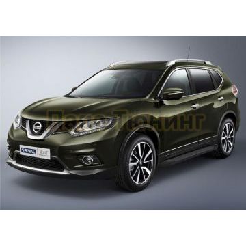 Пороги алюминиевые Rival Black Start для Nissan Qashqai/X-Trail T32/Renault Koleos 2014-