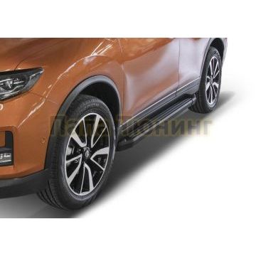 Пороги алюминиевые Rival Black Start для Nissan X-Trail T32 2018-
