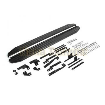 Пороги алюминиевые Rival Black-Premium для Nissan X-Trail T32 2018-