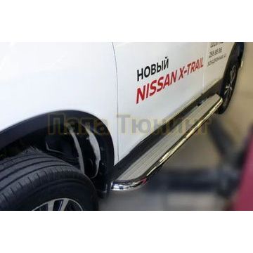 Пороги с площадкой алюминиевый лист 60 мм ALFeco для Nissan X-Trail 2018-