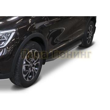 Пороги алюминиевые Rival Black-Premium для Nissan Terrano 2014-/Renault Duster 2011-/Renault Kaptur 2020-/Renault Arkana 2019-