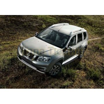 Пороги алюминиевые Rival Black-Premium для Nissan Terrano 2014-/Renault Duster 2011-/Renault Kaptur 2020-/Renault Arkana 2019-